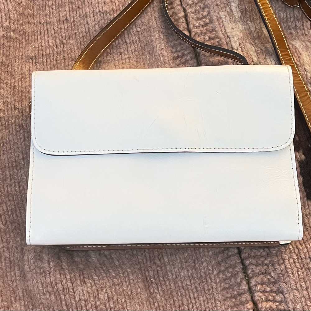 Patricia Nash TAURIANA White/Tan Leather Crossbody Organizer Purse - Picture 9 of 15
